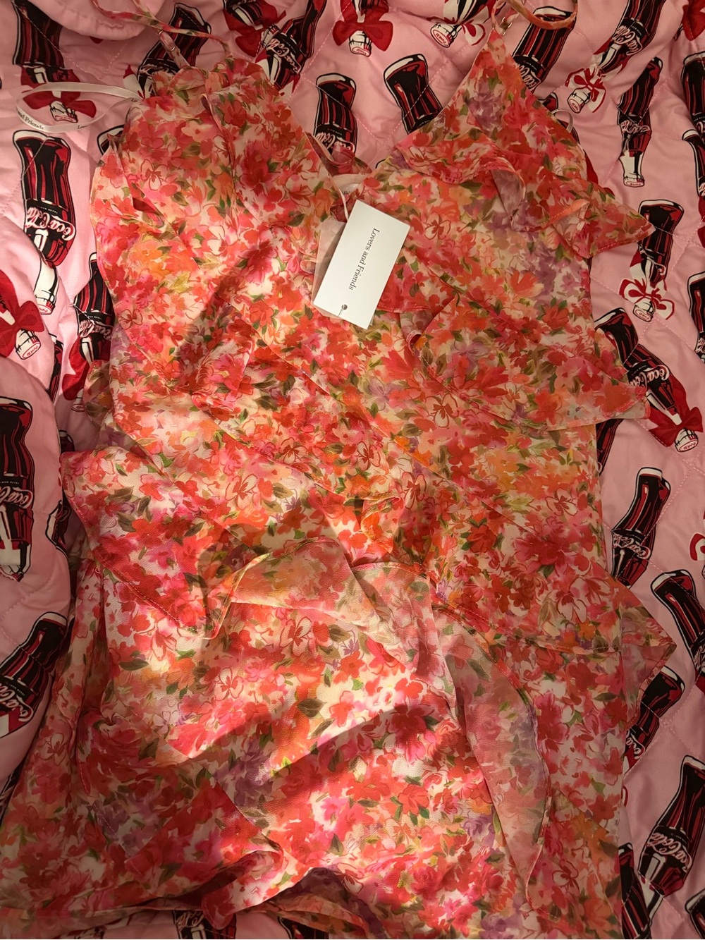 Lovers + Friends Pink Floral Ruffle Mini Dress